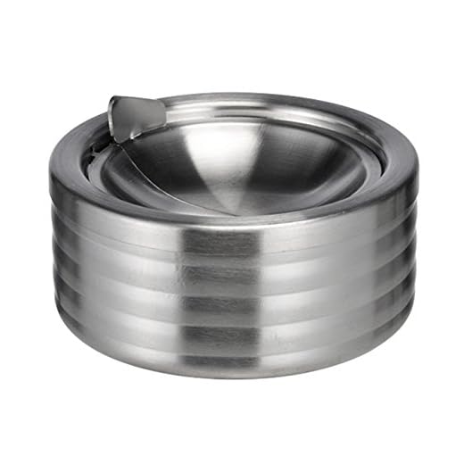 Bambelaa! Cenicero Exterior Con Tapa Antiolores de Acero Inoxidable - Cenicero de Viento Con Tapa Extraíble En Plata