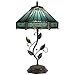 LXHCYOU Tiffany Table Lamp, Stained Glass Desk Light, W12H19 Inch, Metal Leaf Base (Mission Style)