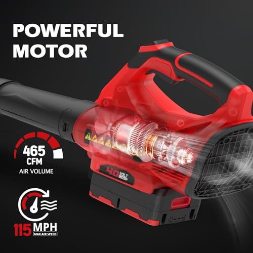 Image of PowerSmart 40V 17 inch Brushless Cordless Lawn Mower + Leaf Blower (465 CFM), a 4.0Ah Battery and Charger Included