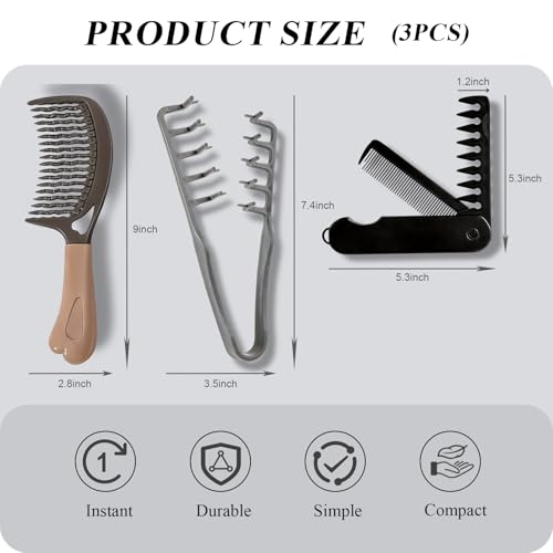 Set de 3 peines texturizadores para cabello negro miniatura 2