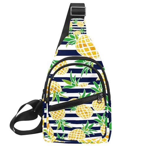 Mochila cruzada con estampado de piñas, bolsa de mensajero para viajes y paseos urbanos