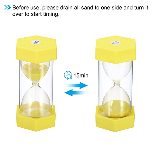 PATIKIL 15 Minute Sand Timer, Hexagon Small Sandy Clock with Plastic Cover, Count Down Sand Glass for Games Kitchen - Image 4