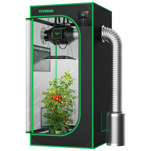 VIVOSUN S224 2x2 Growbox, Growzelt 60x60x120cm Hochreflektierendes Mylar mit Sichtfenster & Bodenschale für Hydrokultur- Zimmerpflanzen für VS1000