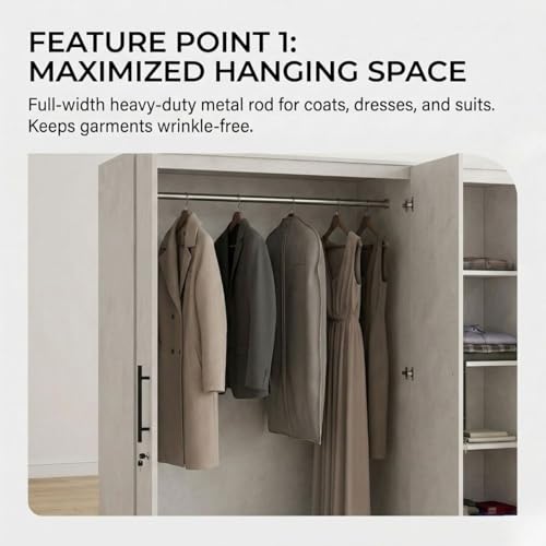 Image of FFO Metrix 3 Door Wardrobe for Bedroom | Black Wooden Almirah with Hanging Rod, Shelves & Lock | Spacious Clothes Storage Cabinet for Home, Bedroom, Hostel & Office | Modern Engineered White DIY.