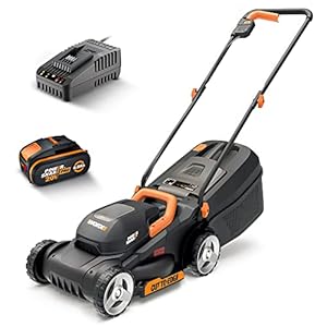 WORX WG730E Accu-grasmaaier, 20 V, incl. 20 V, 4 Ah accu en oplader, krachtige borstelloze motor, maaibreedte 30 cm, snijden tot aan de rand, 3 instelbare maaihoogtes (30-70 mm)
