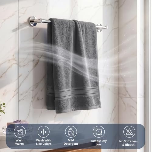 Image of LANE LINEN Luxury Bath Towels Set - 1 Piece, 100% Cotton Bathroom Towels, Zero Twist, Quick Dry Absorbent Bath Towel, Super Soft Gym Towel - Charcoal
