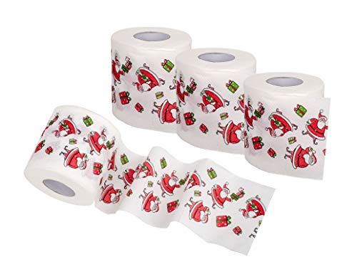 SummitLink 4 Rolls of Merry Christmas Toilet Paper Tissue Napkin Prank Fun Birthday