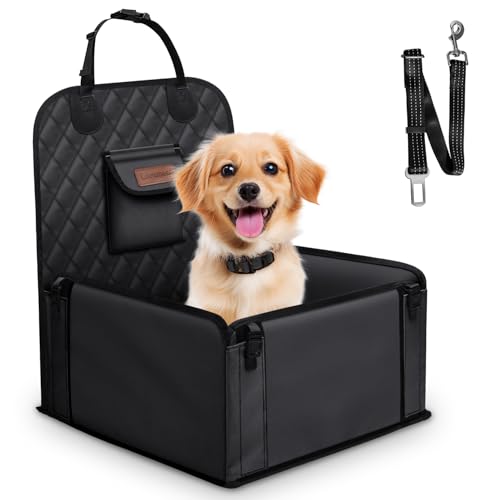 Looxmeer Hunde Autositz Extra Stabiler für Kleine Mittlere Hunde Ganz Schwarz