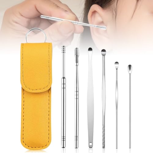 Image of Runsgo Ear Cleaner,The Most Professional Ear Cleaning Master in 2024,Ear Cleaning Kit,Ear Cleaner Earwax Removal Tools with Pu Leather Case (Yellow)