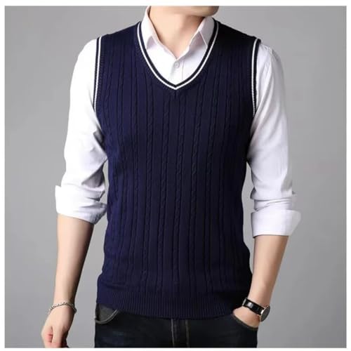 Men Warm Sweater Vest Business V-Neck Slim Bottoming Knitted Sleeveless Tops 7