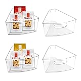 URALFA Lazy Susan Organizer Bins, Corner Cabinet Organizer, Plastic Corner Kitchen Cabinet Storage Bins Clear Transparent Lazy Susan Bins with...