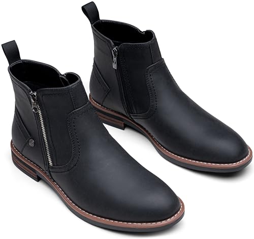 Jousen Mens Chukka Boots Side Zipper Causal Pull On Dress Boots For Men4