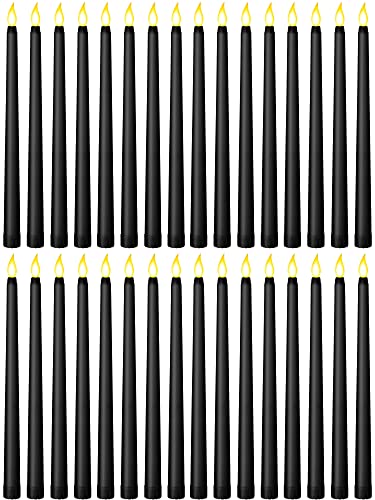 Image of Retisee 30 Pcs 11 Inch Flameless Taper Candles LED Candles Bulk Battery Operated Taper Candle Flickering LED Candlesticks for Valentines Birthday Wedding Party Decor (Classic Style,Black)