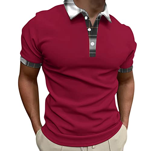 Polo de manga corta para hombre, transpirable, de secado rápido, para tiempo libre, deporte, verano, con botones, polo, camiseta de bomberos, camiseta de rayas, Rojo n.º 5., M