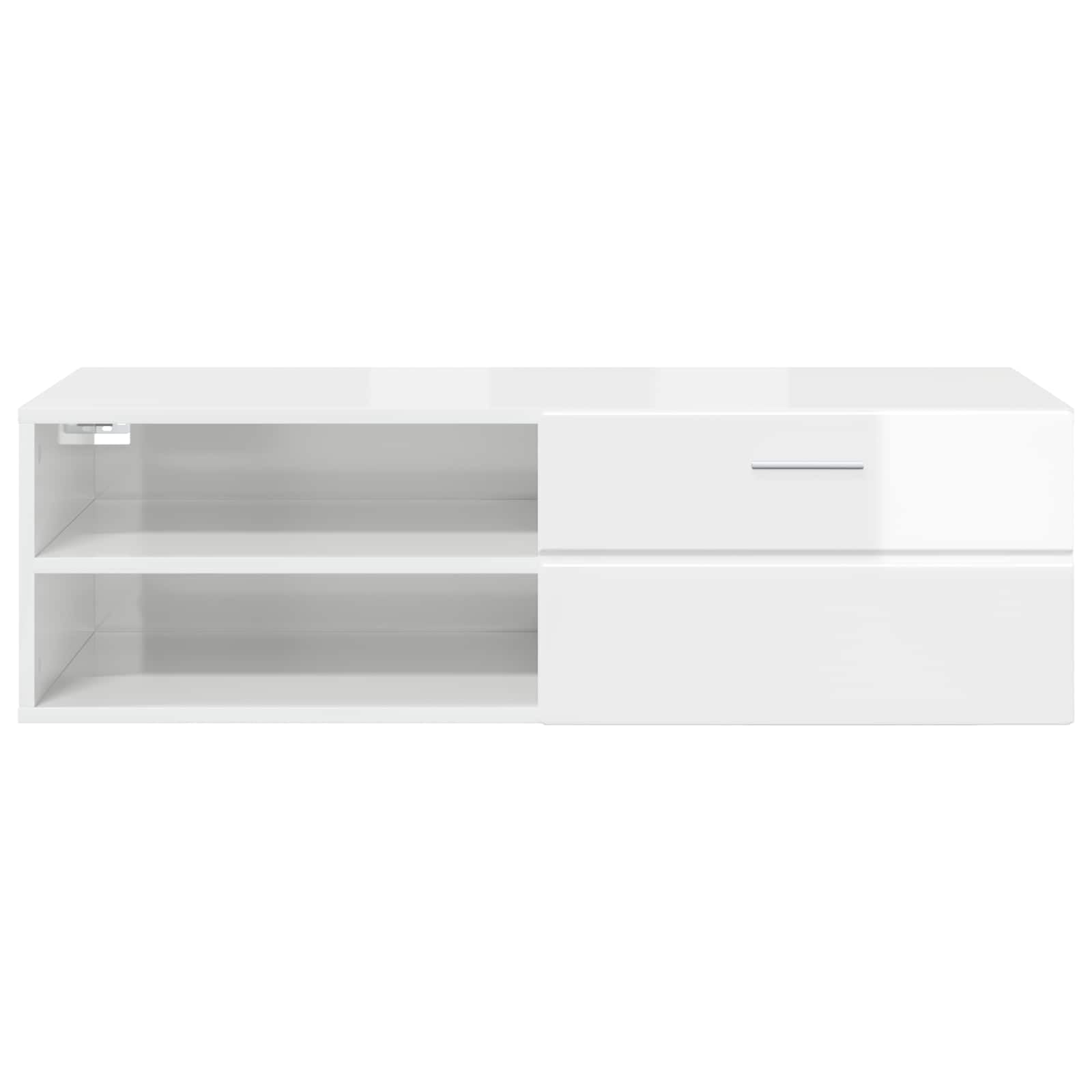 Armadio in legno bianco lucido, 100,5 x 39 x 30 cm, con vano portaoggetti e cassetto, per soggiorno, casa, ufficio, interni, ripiano funzionale e arredamento moderno