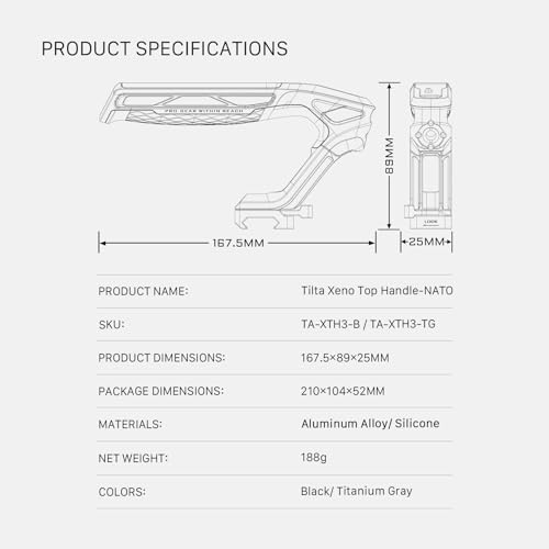 Tilta Alça superior Xeno | Estrutura de liga de alumínio e silicone | Serve para a maioria das câmer