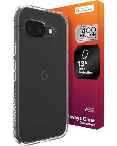 Image of ZAGG Crystal Palace Google Pixel 9a Case - Crystal Clear, 13ft Drop Protection, Slim, Anti-Yellowing, Graphene Reinforced, Wireless Charging Compatible, Anti-Scratch
