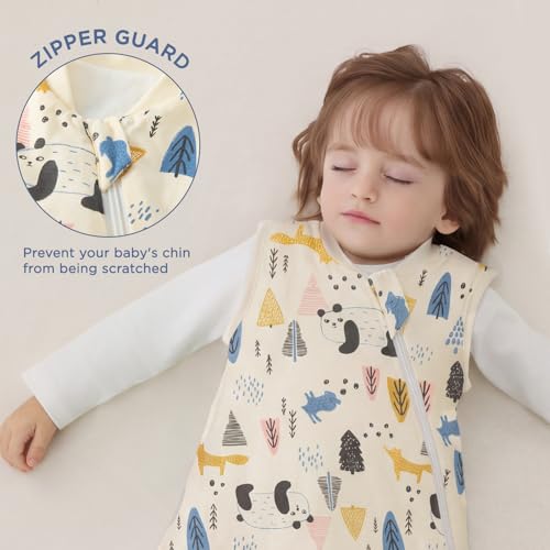 Image of Duomiaomiao 2 Pack 1.0 TOG Toddler Sleep Sack 12-24 Months 100% Cotton Lightweight Baby Sleep Bag with Feet, Breathable Comfy Toddler Wearable Blanket