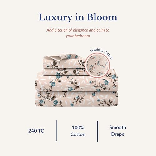 Image of Jaipur Weaves Bedsheet King Size 100% Pure Cotton Bed Sheet with 2 Pillow Covers, 240 TC Premium Bedding Set, Super Soft Cozy (Spring Tulips Pink, Super King)