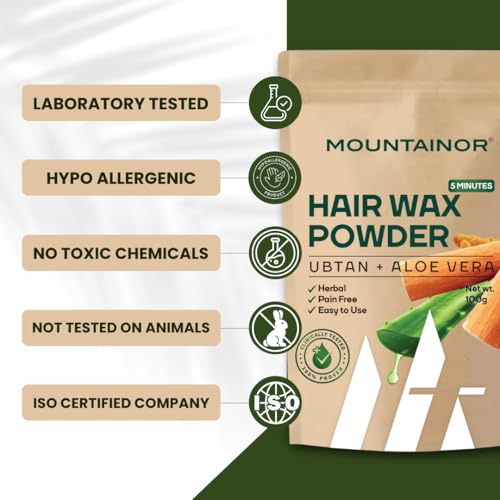 MOUNTAINOR Ubtan Facial Wax Powder with Sandalwood & Aloevera, Painless Herbal Facial Hair Removal Waxing Powder for Women 100 gm (Pack of 2)