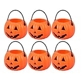 TOYANDONA 8pcs Mini Halloween Pumpkin Buckets Plastic Jack o Lantern Candy Buckets Holders Bags with...