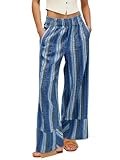 Cicy Bell Womens Wide Leg Lounge Pants Elastic High Waisted Striped Palazzo Pants Flowy Casual Beach Travel Trousers