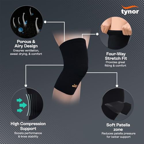 Image of Tynor Knee Cap Air, Black & Orange, Small, 1 Pair