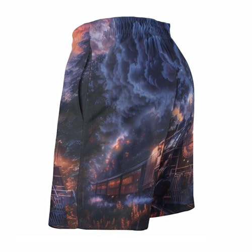 Train The Express American Railroad Men's Swim Trunks Quick Dry Hawaii Board Shorts Mesh Lining Beach Swimwear with Pockets4