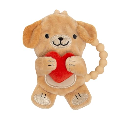 Pearhead Dog Crinkle Teether, Teething Silicone Ring, 0m+