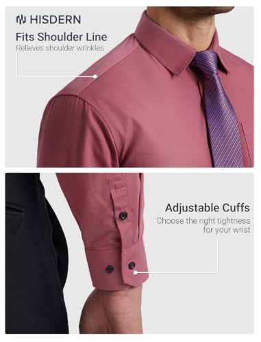 Image of HISDERN Mens Dress Shirt with Tie Pocket Square Set Classic Button Down Shirt Matching Tie Long Sleeve Shirts