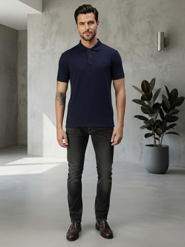 Image of Lux Cozi Men's Cotton Solid Polo Tshirt | Collar Tshirts | Half Sleeves | Stylish & Premium All Day Wear | Pack of 1