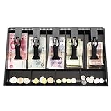 SUKHAD ABS Plastic Cash Drawer, 5 Cash and 4 Coin Organizer for Supermarket, Plastic, 40 x 3.5 x 24.4 cm, Black