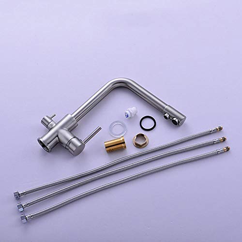 Robinet de cuisine 3 voies laiton mitigeur eau potable noir doré