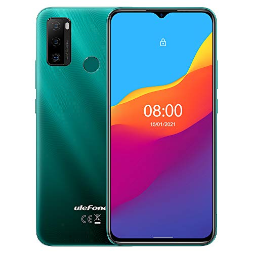 Ulefone Android 11 Moviles Libres Note 10 Teléfono, Dual SIM+SD Dedicada, Carga Inversa OTG, Octa Core 32GB, 6.52' Pantalla Waterdrop, Huella Digital + Identificación Facial Verde