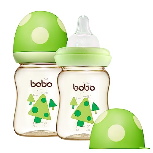 Image of YOHKOH PPSU Baby Bottle Wide Neck, Newborn Anti-Colic Baby Bottle with Natural Response Nipple, Streamlined Body, Easy to Clean (5.4oz (Pack of 2), Green)