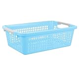 Frcolor プラスチックおもちゃ整理バスケット 耐摩耗性デスクトップ収納バスケット 学校用品整理用 ブルー Mサイズ
