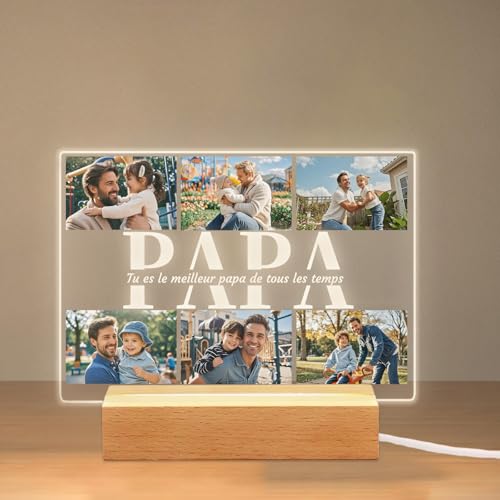 ABirdon Cadre Photo Personnalisé pour la Fête des Pères, Cadre Photo Acrylique Personnalisé, Cadeau Unique pour Papa, Meilleur Cadeau d’Anniversaire pour...