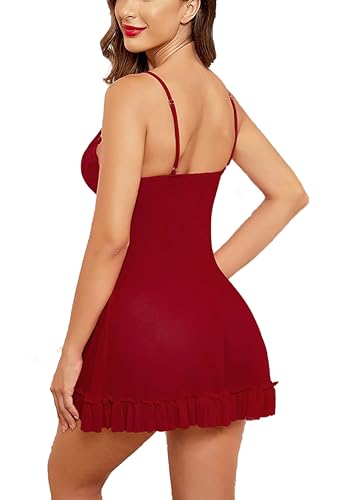 Image of Xs and Os Women's Lace & net Floral Above knee Babydoll Lingerie