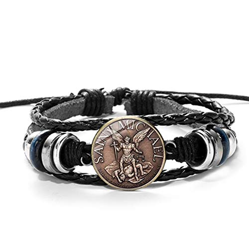 TUDUDU Arcángel Pulsera De Cuero Protégenos Santo Escudo Protección Justicia Encanto Pulsera...