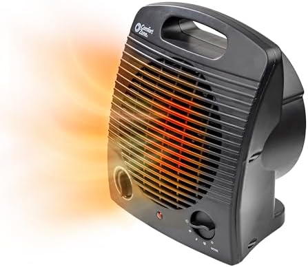 Comfort Zone Indoor Space Heater, Portable, Fan Forced, Electric, Adjustable Thermostat, Overheat Sensor, Safety Tip-Over Switch, & Stay Cool Housing, Ideal for Home, Bedroom, Office, 1,500W, CZ35EBK
