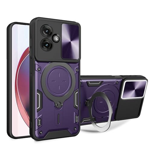 Lucyliy Compatible with Motorola Moto G55 Phone Case Cover [with Tempered Glass Screen Protector] Purple