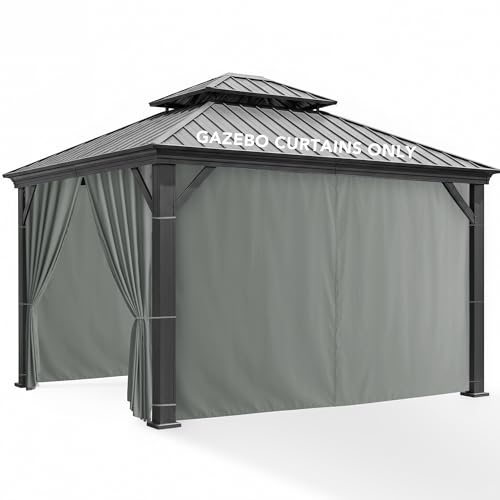 RichSets Patio Curtains Outdoor Waterproof with Zipper 4-Panel
