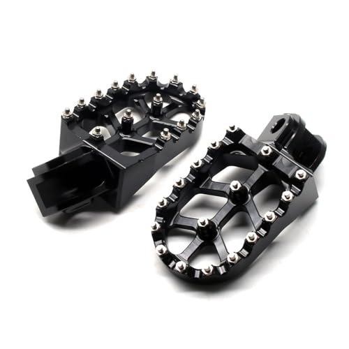 Image of MZS Dirt Bike Foot Pegs for 65 85 125 250 450 660 690 950 1090 1290 Models | Black CNC Aluminum Alloy Footrest, Skeleton Wide Footpeg, Non-Slip Stainless Steel Foot Pins, fits Enduro Adventure MX Bikes