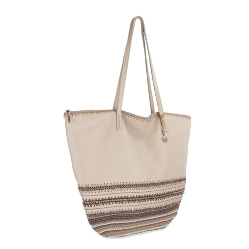 Image of The Sak Faye Tote Bag - Hand Crochet Women's Purse For Everyday & Travel - Handbag With Zipper Pocket & Shoulder Straps