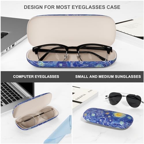 Image of Eyeglasses Case, Portable Hard Shell Protective Case for Glasses, Eyeglass Holder Box for Women with Cleaning Cloth