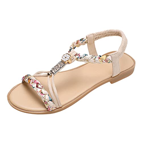 Genérico Sandalias Mujer Verano Casual Cómodas Confort Planas Zapatos de Playa Estilo Bohemia Zapatos de Dedo