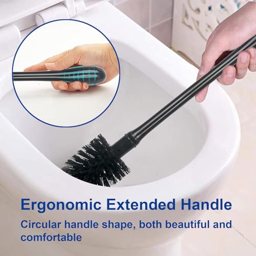 Image of CELOX Toilet Bowl Brush and Holder for Bathroom Cleaning, 2 Set，Black