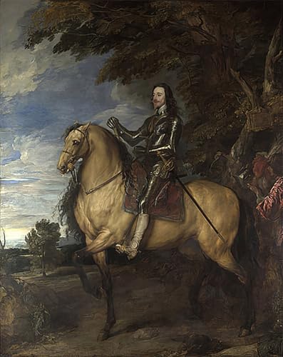 Pintura mural en lienzo de Carlos I por Van Dyck: decoración de pared 60x90cm