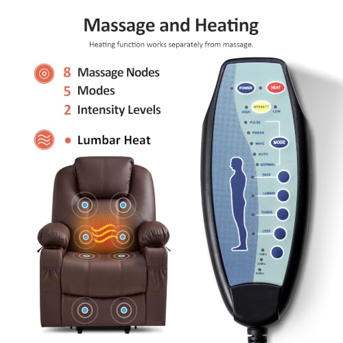 Image of MCombo Small Power Lift Recliner Chair for Elderly, Heat and Massage 7141