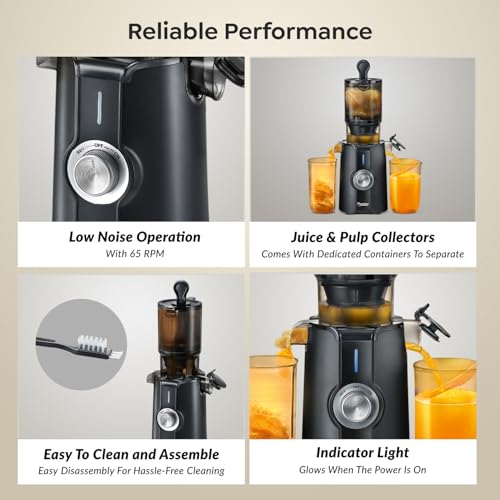 Image of Prestige Natura 200W Cold Press Slow Juicer | 105mm Wide Chute | Interlocking Safety | Reverse Function | Juice and Pulp Collectors | Quiet Operation | Easy to Clean | Black | 2 Year Warranty